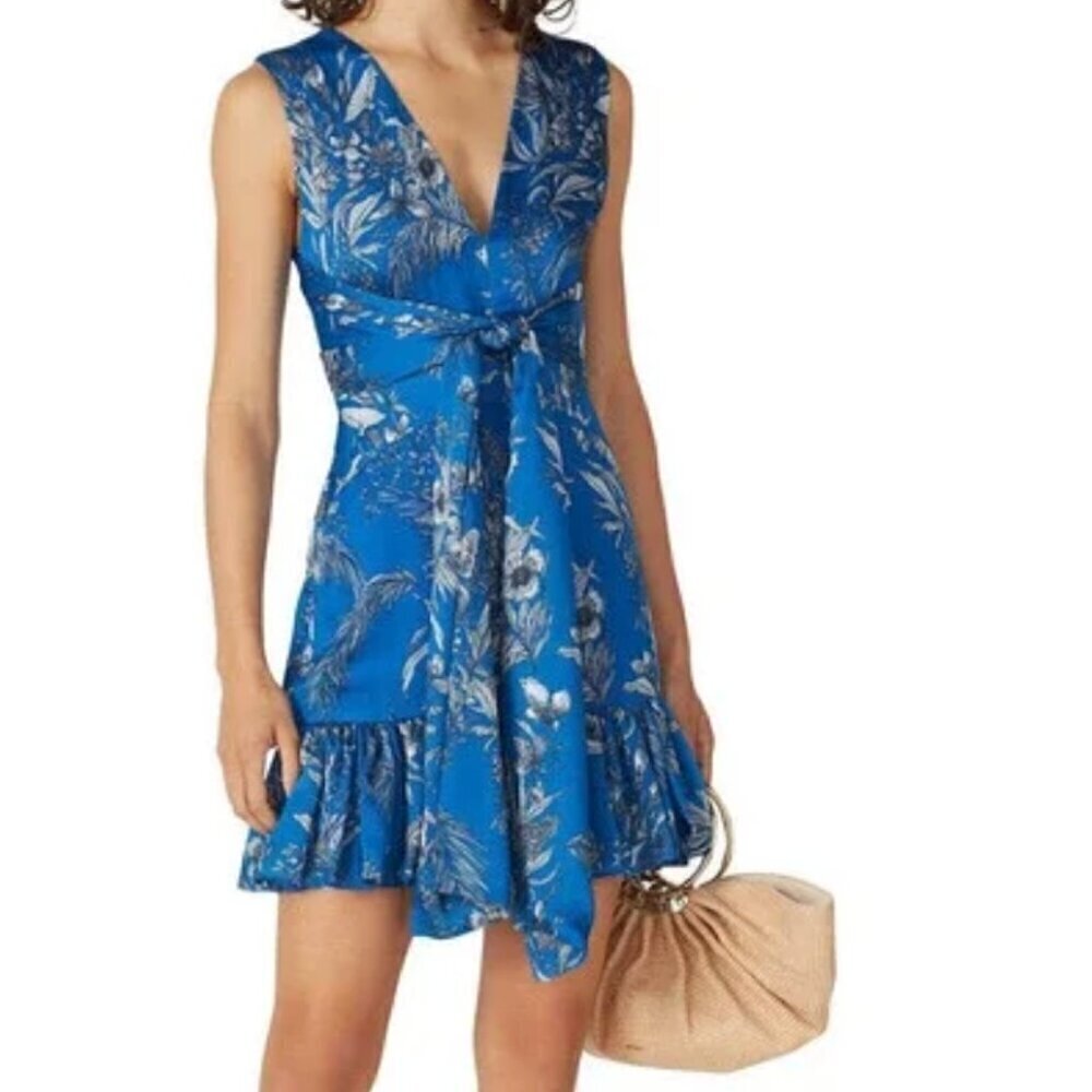 Alexis Cassara  Dress Tie Open Back Chiffon Mini L